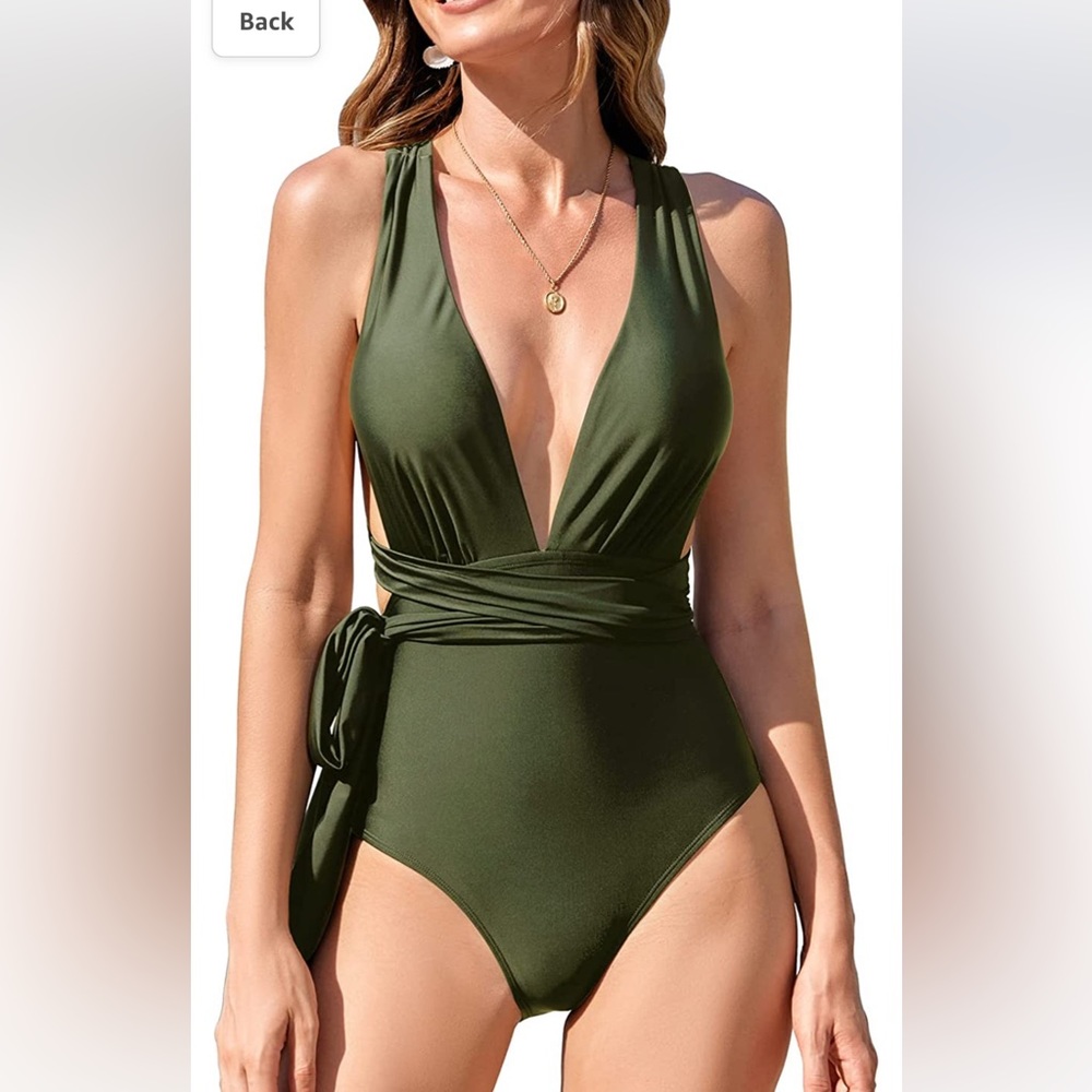 MOLYBELL Women SwimsuitsHigh Waitsted  Plunge Bathingsuit for Tummy Control